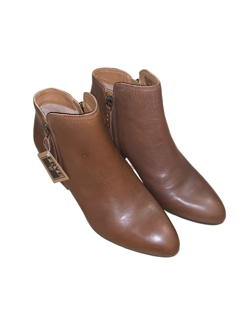Frye Judith Double Zip 9.5 Wheat Leather Western Ankle Booties Block Heel